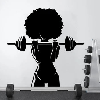 Sală De Perete Decal Afro Fata De Putere De Fitness Decor Antrenament Arta Autocolante De Vinil Dormitor Sală De Gimnastică Antrenament Fata De Motivare Crossfit Logo-Ul