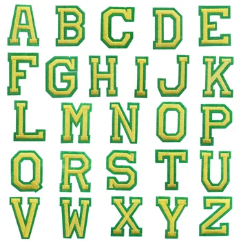 1BUC Galben Verde Alfabetul englez Pictograma Patch Fier Pe Aplicatiile Consumabile Litere Numele Pictograma Broderie Pentru Copii DIY Îmbrăcăminte Decor