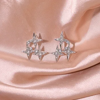 Lolita bijuterii vânt rece împânzit cu diamante de patru stele a subliniat moda cină simplă temperament cercei