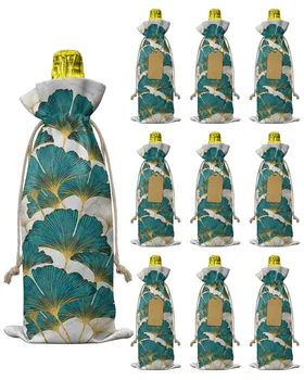 10buc Ginkgo Biloba Textură de Marmură Sticla de Vin Sac de Crăciun Decor pentru Casa de Sticlă cu Capac Petrecere de Nunta Decor Vin Saci