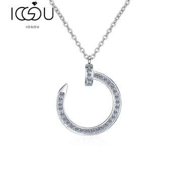 IOGOU 0.19 ct Argint 925 Moissanite Grup Set Colier Pentru Femei Stil de Unghii de Moda Pandantiv Colier Cadou de ziua Recunoștinței