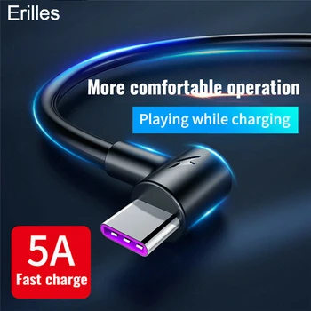 USB de Tip C Cablu 5A Încărcător Rapid de Date Cablu de Sârmă Pentru Samsung Telefon Xiaomi Rapid de Încărcare Încărcător de 90 de Grade Cot Cablu de 1m/2m/3m