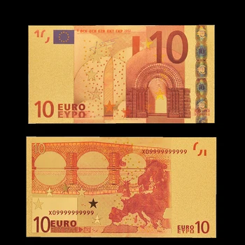Bancnote, Bani De Hârtie, Colectarea Euro 10 Culoare De Aur A Bancnotelor Copie Factura Bani Reali Colectie