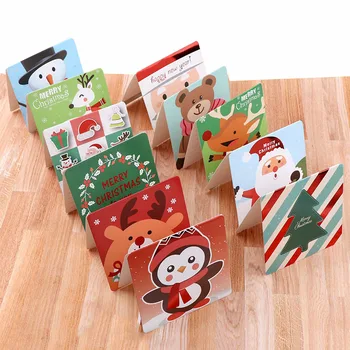 Mini Mos Craciun Merry Christmas Tree Hârtie cărți Poștale Felicitări Dorește Ambarcațiuni DIY Copii Festivalul Salut Carduri Cadou Kawaii Papetărie