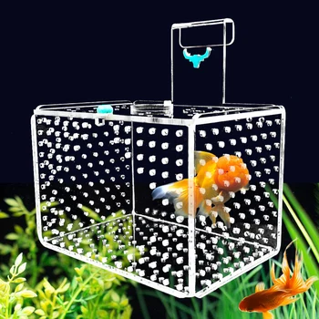 Acvariu Incubator Transparent Aciclice Rezervor de Pește Cutia de Izolare Fry Mici de Reproducere Cutie Acvatice Consumabile pentru animale de Companie (hole Dia. 1mm/3mm)