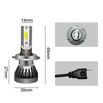1buc far de Masina Mini Lampa LED H4 H7 LED-uri Becuri H1 H8 H9 H11 Faruri Kit HB3 9005 9006 HB4 6000k 12V Lampa LED lumina de Ceață