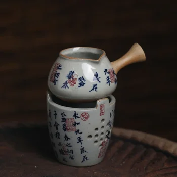 Antic Ceramica Lanting Secvență De Ceai Cald De Ceai Aragaz Mâner Lateral Oală De Izolare Termică De Încălzire Lampă De Alcool De Vin Cald Ceai Ce