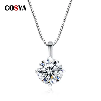 COSYA 1 Carat Real Moissanite Pandantiv Colier de Vară la Modă Pentru Femei Argint 925 Clasic Colier de Diamante Bijuterii Fine