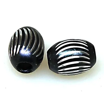 Margele,margele Vrac,12*15mm Ovale din Aluminiu, Margele,margele Negre cu sculptură, vândut de 200pcs
