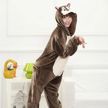 Adult Anime Veveriță Kigurumi Onesies Costum Femei Animale Desene Animate Drăguț Bunny Pijamale Onepieces Sleepwear Acasă Haine De Fata