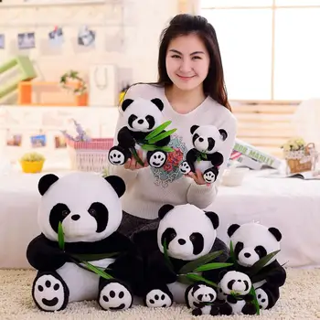 20cm Vii Drăguț Panda Amuzant cu Frunze de Bambus Moale Animale, Desene animate, Jucării de Pluș Panda de Pluș Pandantiv Papusa Pentru Fete Copii Cadouri