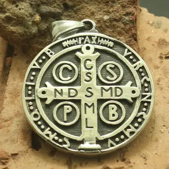 CSPB CSSML NDSMD Sfântul Benedict de Nursia 316L din Oțel Inoxidabil Pandantiv Vintage