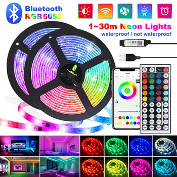 LED Stirp Lumini pentru Decorarea Camerei de Crăciun Bluetooth Lumini de Neon Banda RGB SMD5050 LED-uri de Culoare 1m-5m 10m 15m 20m 30m Luces LED
