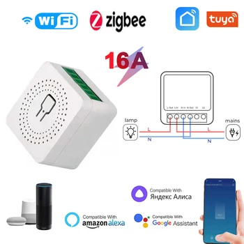 Tuya Wifi Mini Smart Switch 16A DIY Zigbee Switch-uri Smart App Life Timer Suport Modul Alexa Google Acasa Alice Control Vocal