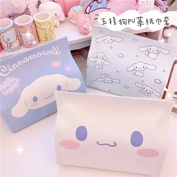 Cinnamoroll Piele PU Desktop Țesut Acoperă Țesutul Cutie de Depozitare Femei Anime Sanrioed Drăguț Dormitor Dormitor pentru Depozitarea Hârtiei