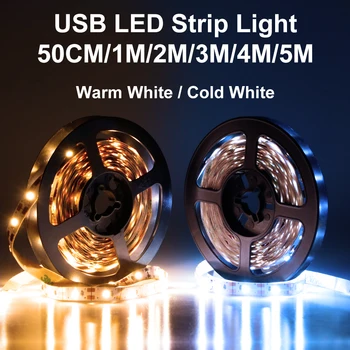 Benzi cu LED-uri USB Lumini TV Iluminare Flexibil Lampa de 2835 SMD Diodă 0,5 M 1M 2M 3M 4M 5M Led-uri de Iluminat Pentru Dormitor Cameră Decor Panglica
