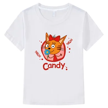 100% Bumbac de Vară pentru Copii-Kid e-pisici de Imprimare T-shirt Trei Pisoi rus de Desene animate pentru Copii Tricou Fete Baieti Haine Unisex Topuri