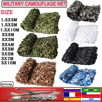 Militar De Camuflaj Net Grădină Militare Camo Net De Vânătoare Net Alb Albastru Verde Negru Jungle Net 1.5mx3m 1.5mx10m 2x2m m3m10m