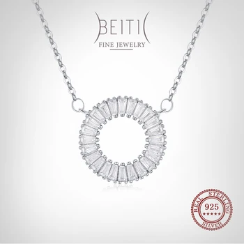 Beitil 100% Argint 925 Orbitor Cubic Zirconia Circle Pandantiv Colier Pentru Femei Nunta Logodna Bijuterii Cadou