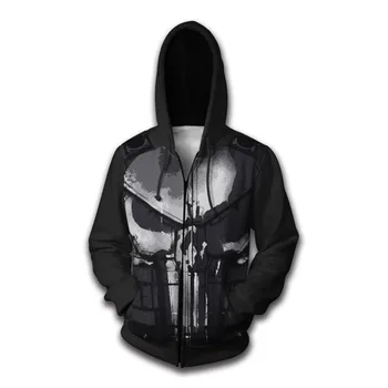 Marvel Punisher Hanorace Costume Cosplay Punisher 3D Imprimate Zip până Hoodies 2019 Desene animate Hoodie Jacheta Barbati Jachete Sport