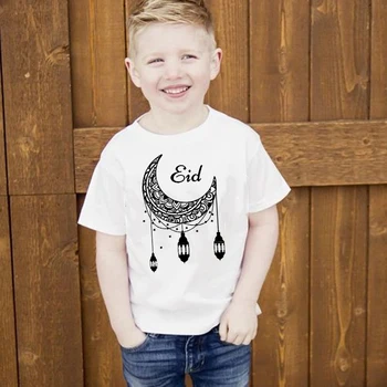 Fericit Eid Imprimare Copii Haine de Vara Baieti Fete T-shirt Ramadan Eid Copii Copilul Tricou Maneca Scurta Ramadan Tinutele Topuri