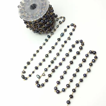 WT-RBC217 WKT 2022 Mai buna calitate, negru stil de 7-8MM negru perla frumoasă piatră prețioasă clasic femei lanțuri de accesorii pentru nunta