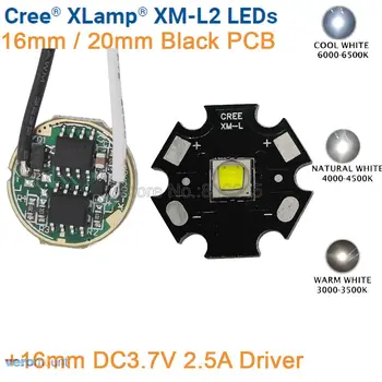 Cree XML2 XM-L2 T6 Alb Rece Alb Cald Alb Neutru 10W LED Emitator 16 mm sau 20 mm PCB Negru cu 16mm DC3.7V 2.5 O 5Mode Driver