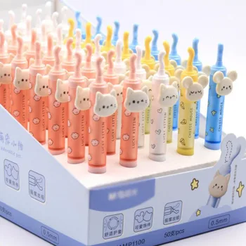 50 buc/lot Creative Pisica Mouse-ul Datul din Coada Creion Mecanic Drăguț Automată Pixuri Copii Cadou de Școală, Rechizite de Birou