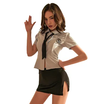 Jimiko Sexy Uniformă de Poliție Femeie Cosplay Stewardesa Costum de Lenjerie Erotica Pasiune Costum, Cămașă cu mânecă Scurtă, Sex Fusta Tinuta