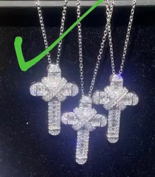 Laboratorul De Diamant Pandantiv Cruce Argint 925 Petrecere De Nunta Pandantive Colier Pentru Femei Barbati Chocker Bijuterii