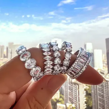 Uimitoare Laborator Inel cu Diamant de 100% Real argint 925 Petrecere trupa Nunta Inele pentru Femei Barbati Promisiune de Logodnă de Bijuterii Cadou