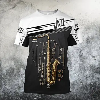 Vara Gotic Casual cu Maneci Scurte Saxofon T Shirt de Imprimare 3D Bărbați Femei Streetwear Casual O Gât T Cămașă Supradimensionată Harajuku Sus