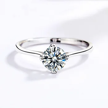 Noul Sosit S925 Argint Simplu cu un Singur Inel cu Diamant Clasic Popular cu Patru gheare Zircon Nunta Inel de logodna pentru Femei