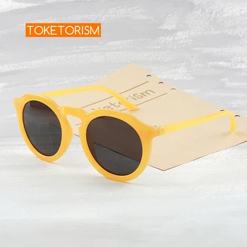 Toketorism la Modă pentru Femei ochelari de Soare Retro Design de Calitate din Plastic Rotund Galben de Soare 9133