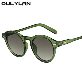 Oulylan Moda Rotund ochelari de Soare pentru Femei Brand de Lux de Designer Mici Ochelari de Soare Vintage Verde Galben Ochelari de Nuante UV400