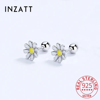 INZATT Trendy Real Argint 925 Fir de Crizantema Planta Flori Cercei Stud Pentru Femei Drăguț Fine Bijuterii Accesorii