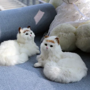 Simulare pisica model animal pisică albă cadou ornament accesorii pentru casa pisoi model de păpușă