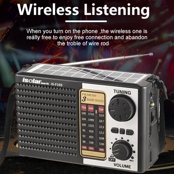 AM FM SW de Urgență de Radio Alimentat cu Baterii compatibil Bluetooth 5.0 Multifunctional Radio Portabil Radio Solar pentru Camping în aer liber