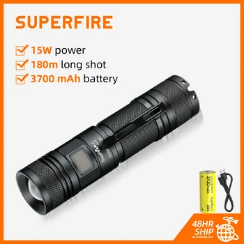 SuperFire A2-S Lumina Puternica Lanterna Usb de Încărcare Directă 26650 Zoom Dedicat în aer liber cu Rază Lungă de 15w Concentrându-se