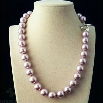 Mare 12mm Reale Violet Shell Pearl Margele Rotunde Colier 18