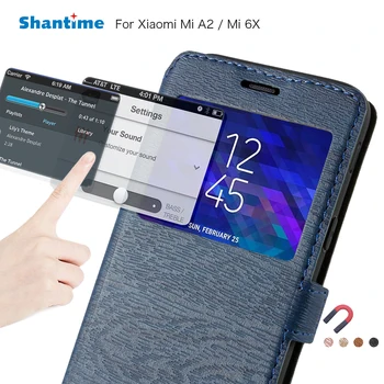 Pu Caz Telefon din Piele Pentru Xiaomi Mi 6X Km A2 Caz Flip Pentru Xiaomi Mi se Amestecă 2S Fereastra de Vizualizare Cartea Caz Moale Tpu Silicon Capac Spate