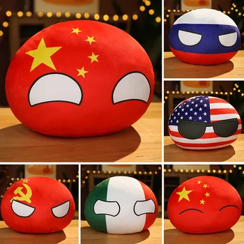 Kawaii 30cm Polandball Jucărie de Pluș Papusa Țară Mingea ONU, SUA, RUSIA, marea BRITANIE Coreea de Sud, JAPONIA, UE CANANDA ITALIA Pernă de Pluș Pandantiv