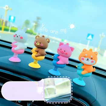 Anime Drăguț Animal Tremura Capul De Primăvară Mașină De Jucărie Panoul De Bord Decor Kawaii Masina Ornament Papusa Auto Interioare Accesorii Cadou
