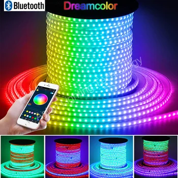 Smart Bluetooth LED Strip Lumină 220V RGBIC Impermeabil Dreamcolor Moale, Flexibil LED Bandă Estompat RGB 5050 Benzi Multicolore