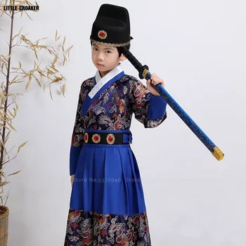 Stil Tradițional Chinezesc Hanfu Copii Băiat Mantie De Paza Samurai Cavaler Petrecere Cosplay Costum Copii Tang Potrivi Tinutele De Performanță
