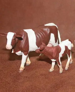 solid din pvc figura Veritabil model de simulare jucărie vaca mama și babyset 2 buc/set