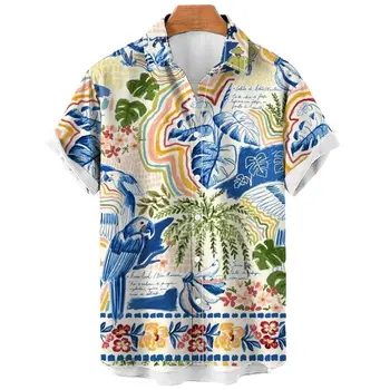 2022 Vară pentru Bărbați Cămăși Hawaiiene de Imprimare 3d Tropicală Cămașă de Vacanță pe Plajă Scurt cu Maneci Supradimensionate Topuri Tricouri Tricou Barbat de Lux Bluza