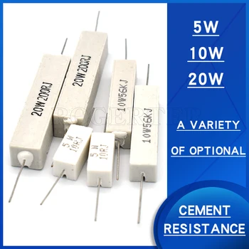 5W 10W 20W 5% Ciment Rezistor rezistor Ceramică 0.1 ohm/0.22/0.33/0.5/1/2/2.2/2.5/3/3.3 R/4.7/5/8/10R/20/30/33/47/50/100ohm/1KR