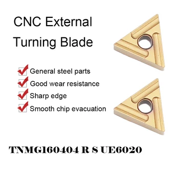 10BUC TNMG160404 R S UE6020 Carbură de a Introduce Cotitură Externe Instrument TNMG Lama din Oțel Inoxidabil de Tăiere CNC Strung Instrument de Tăiere