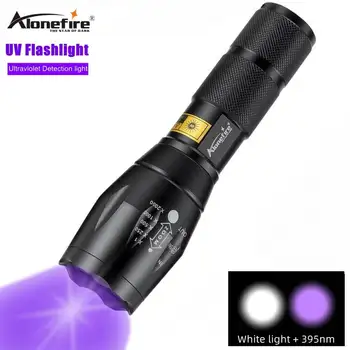 Alonefire E17 T6+395nm UV lanterna Ultra Violet de Lumină Cu Funcție de Zoom Mini UV Lumină Neagră de Companie Petele de Urină Detector Scorpion